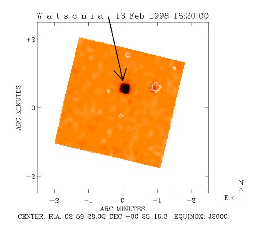 Asteroid Watsonia detected at a flux of 150 mJy in the ISOCAM Parralel Mode