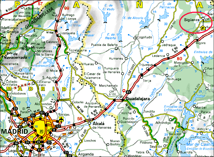 Map: how to reach Sigüenza